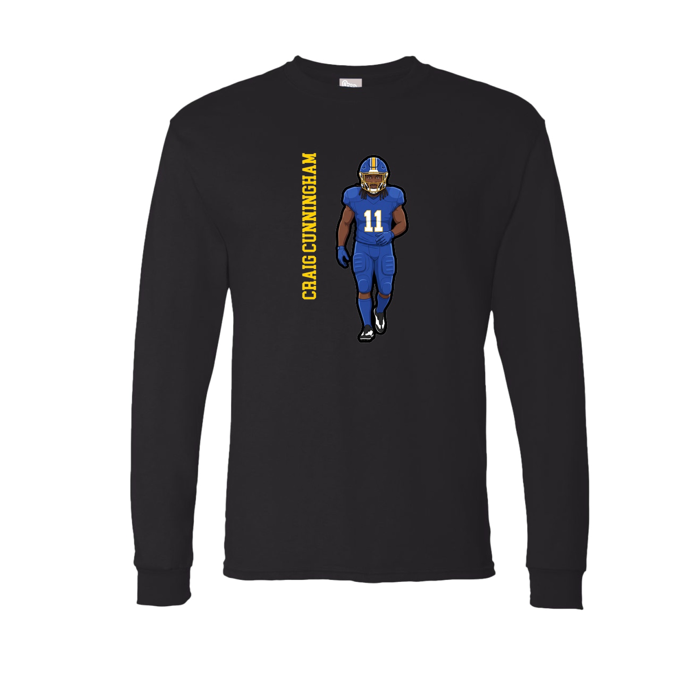 Long Sleeve Tee — Name Vertical in Black