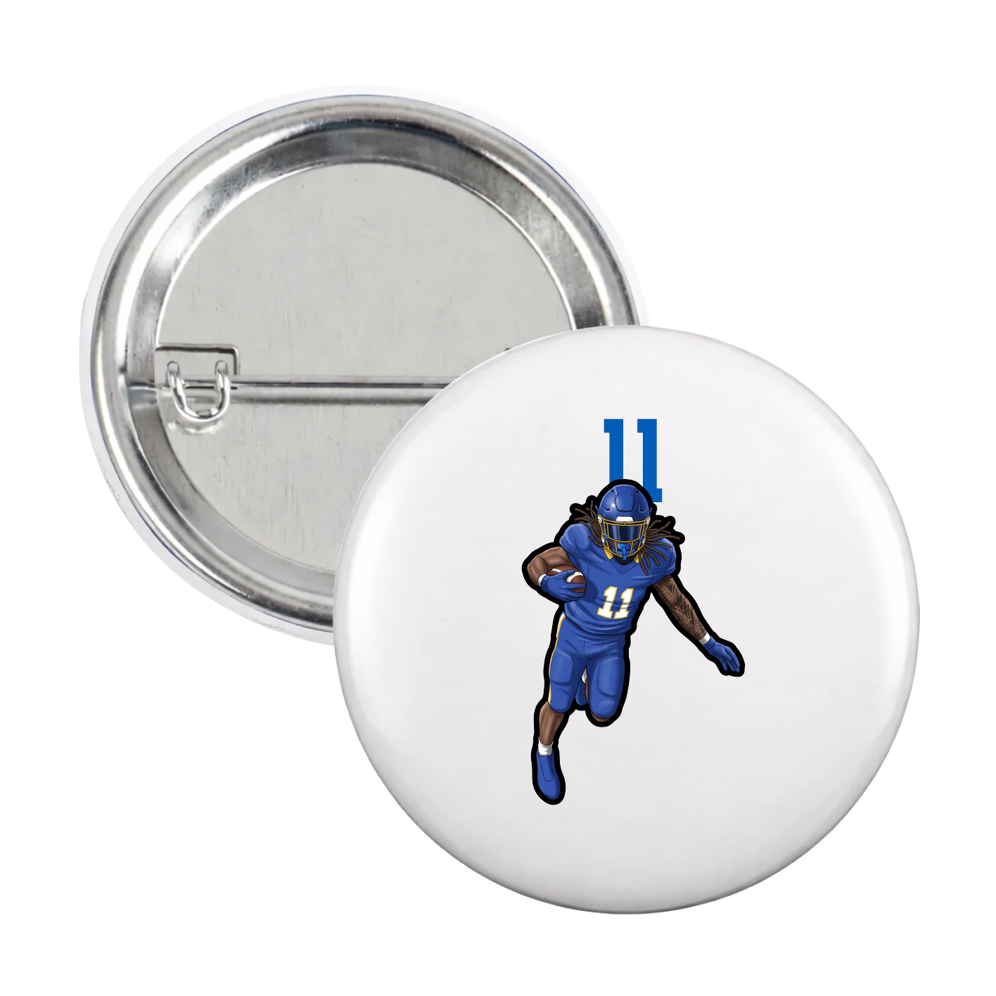 Game Day Button — Number Top in White