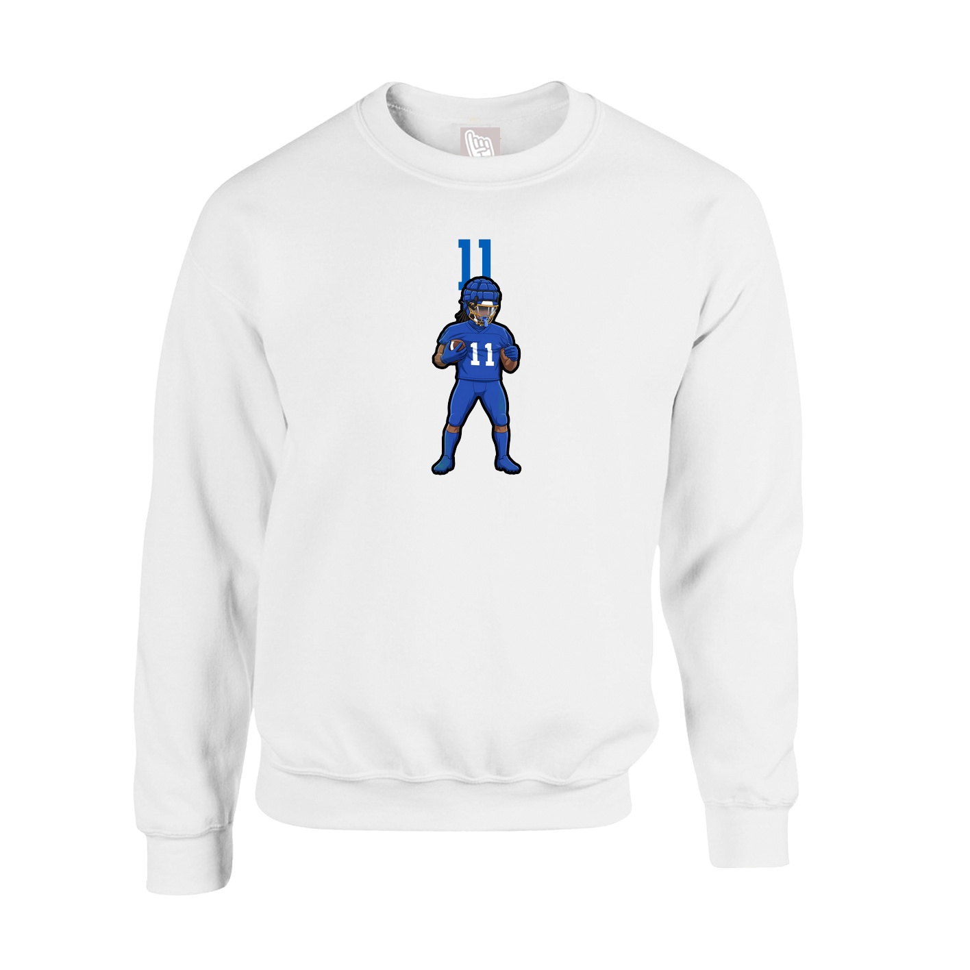 Fleece Crew — Number Top in White