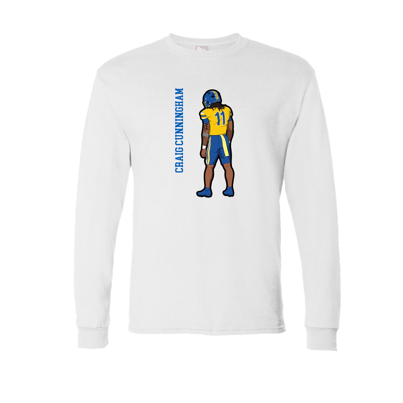 Long Sleeve Tee — Name Vertical in White