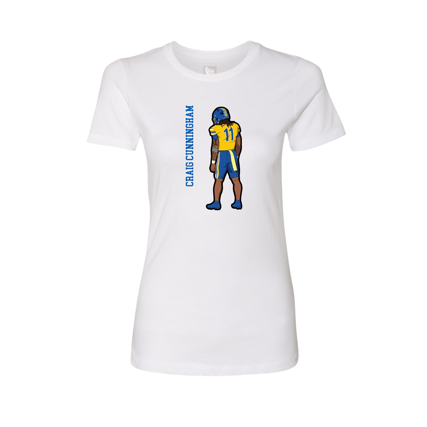 Womens Tee — Name Vertical in White
