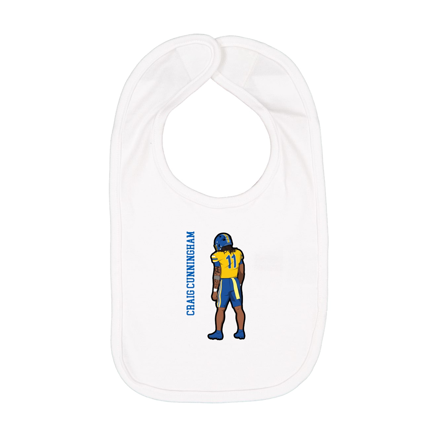 Infant Bib — Name Vertical in White