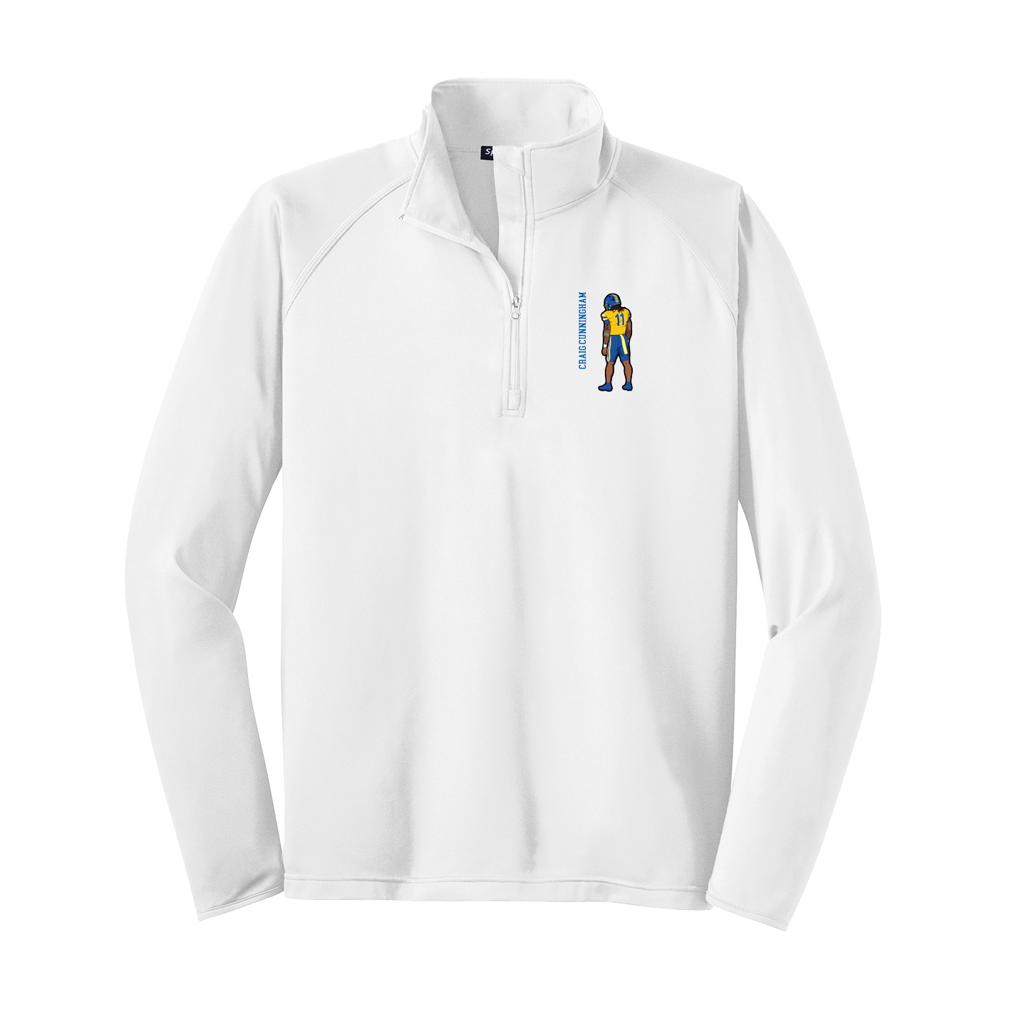 Q-Zip Pullover — Name Vertical in White