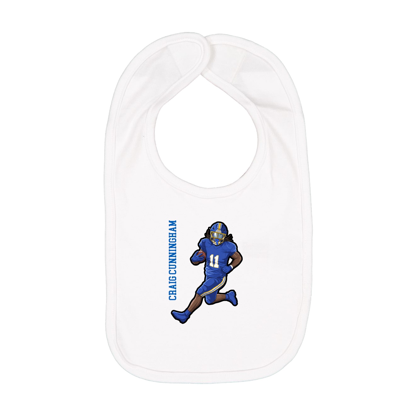 Infant Bib — Name Vertical in White
