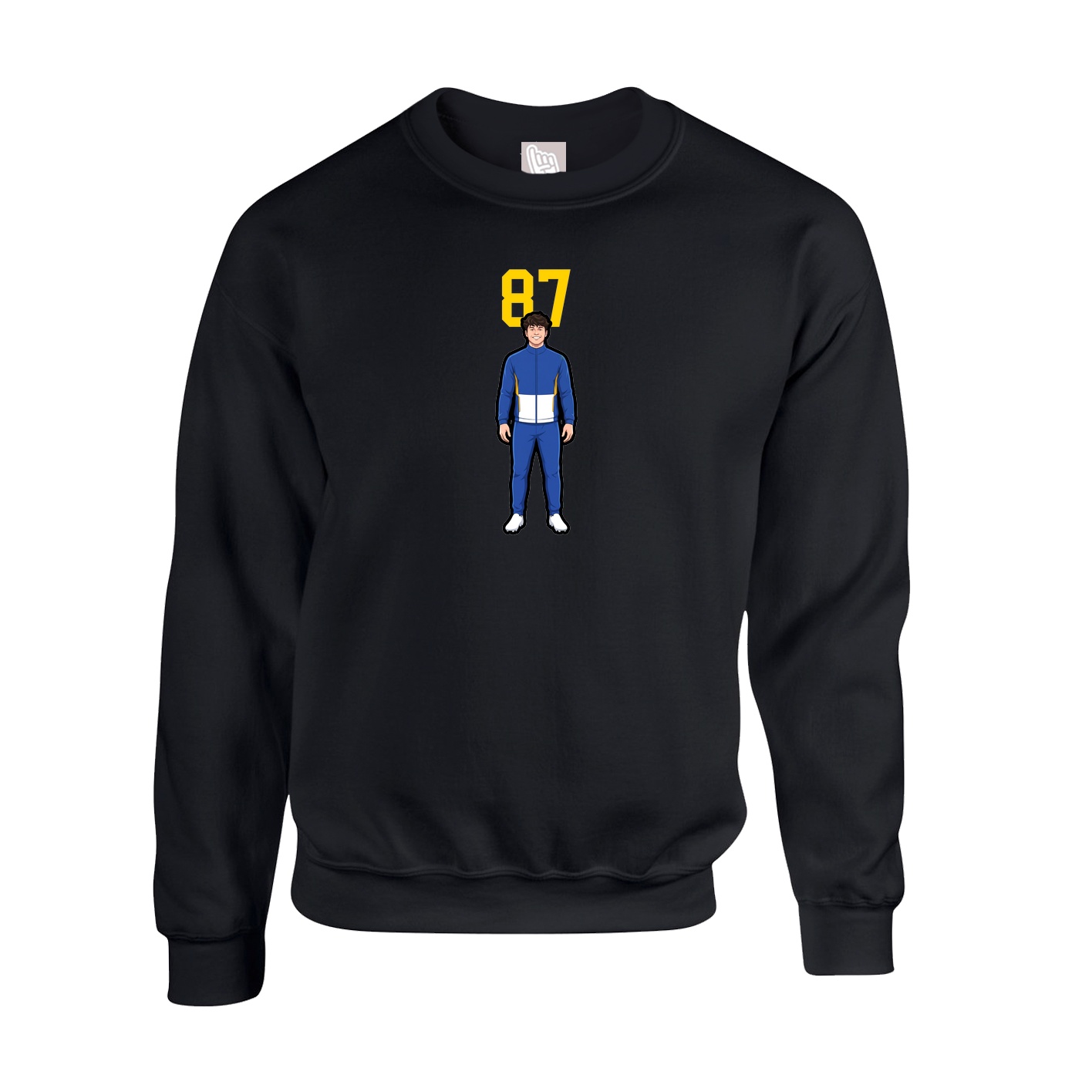 Fleece Crew — Number Top in Black