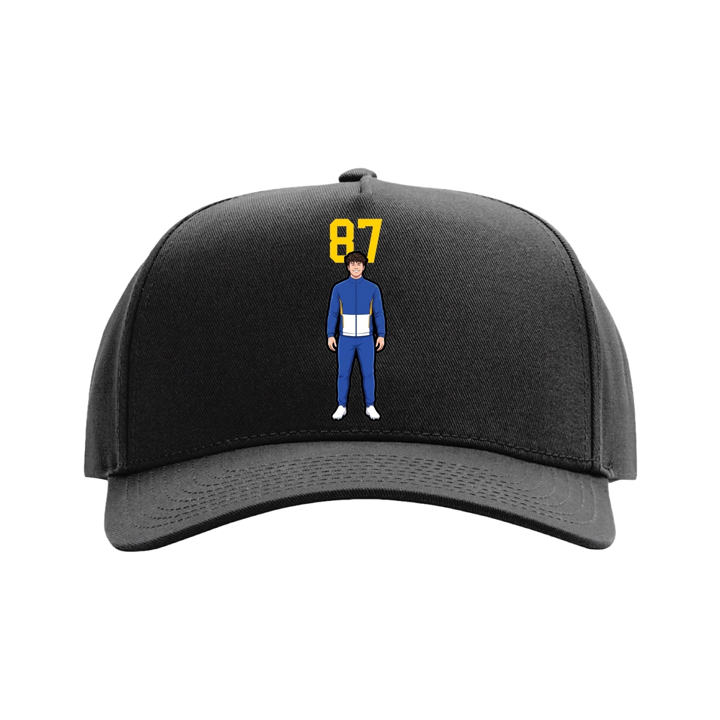 Full Fabric Five-Panel Champ Cap — Number Top in Black