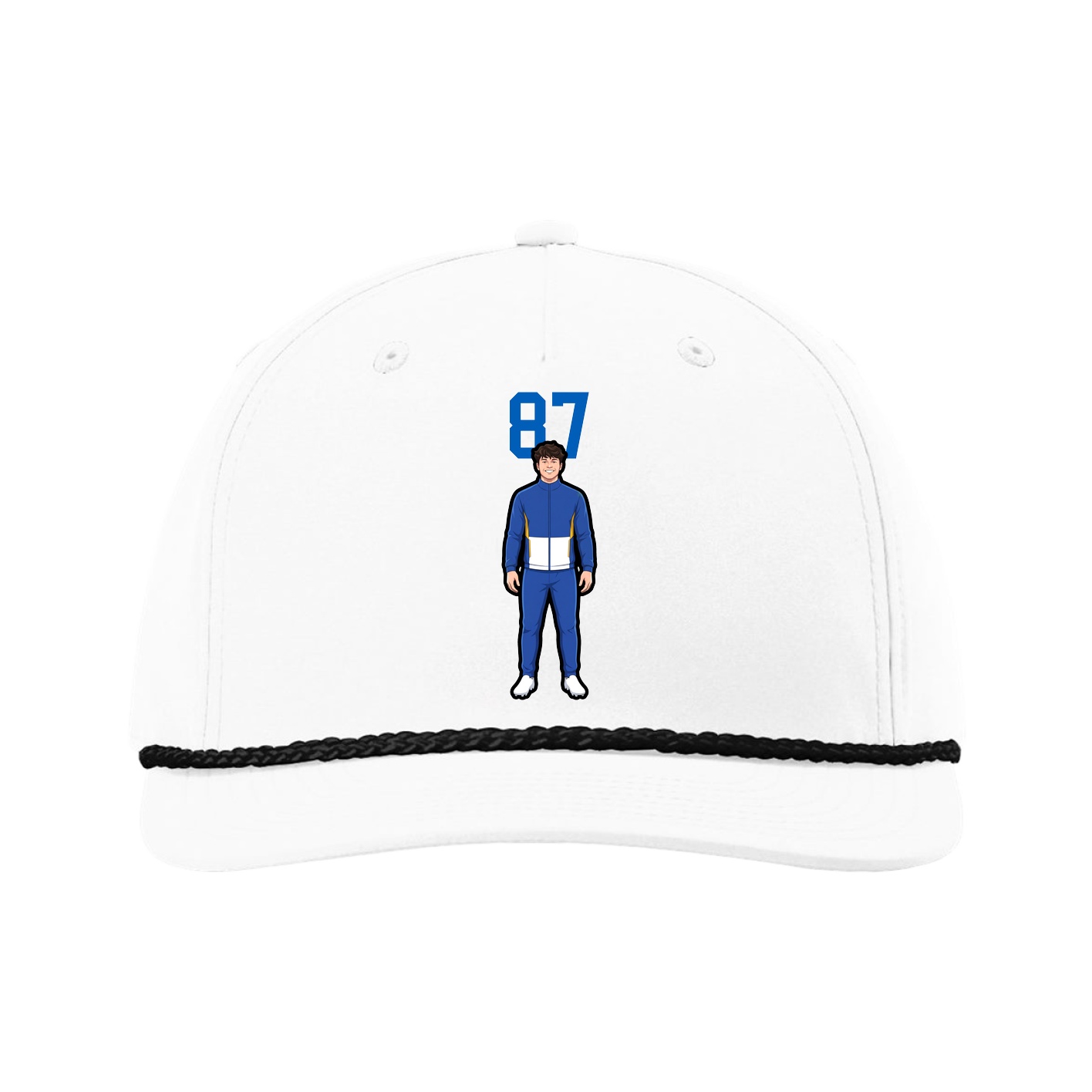 Five-Panel Classic Rope Cap — Number Top in White