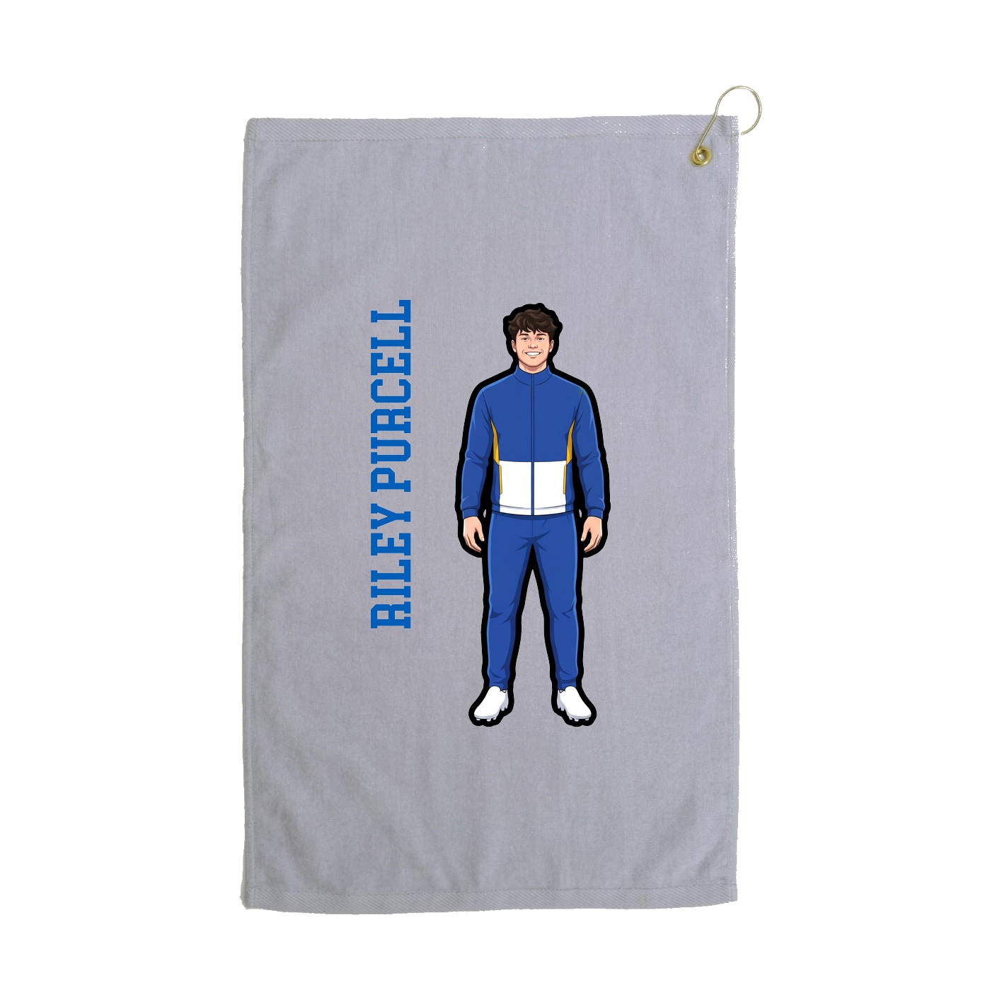 Golf Towel — Name Vertical in Grey