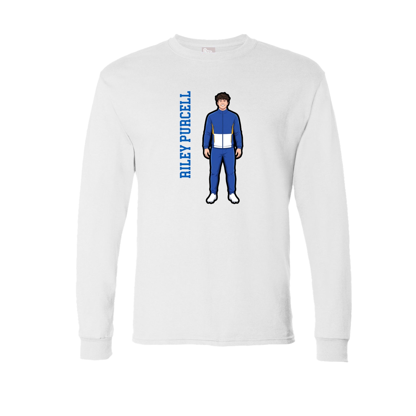 Long Sleeve Tee — Name Vertical in White