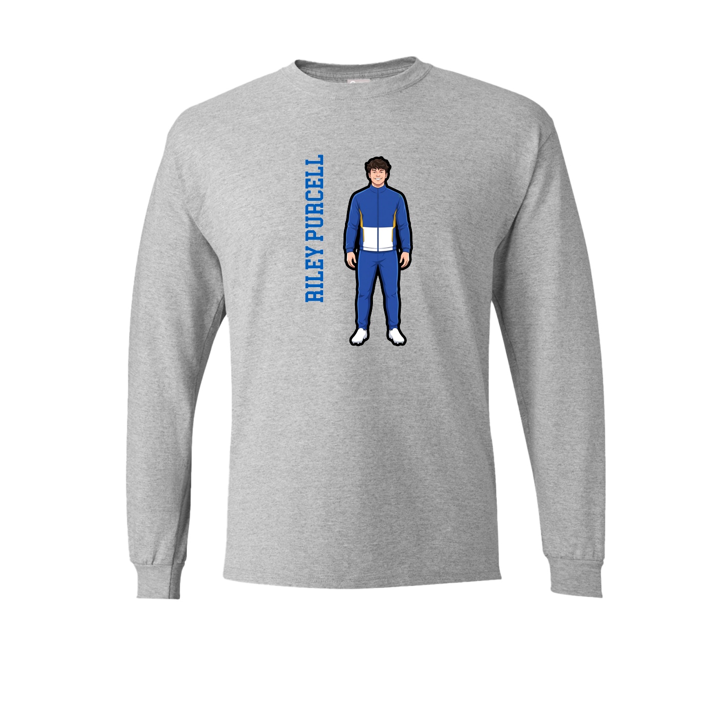 Long Sleeve Tee — Name Vertical in Grey