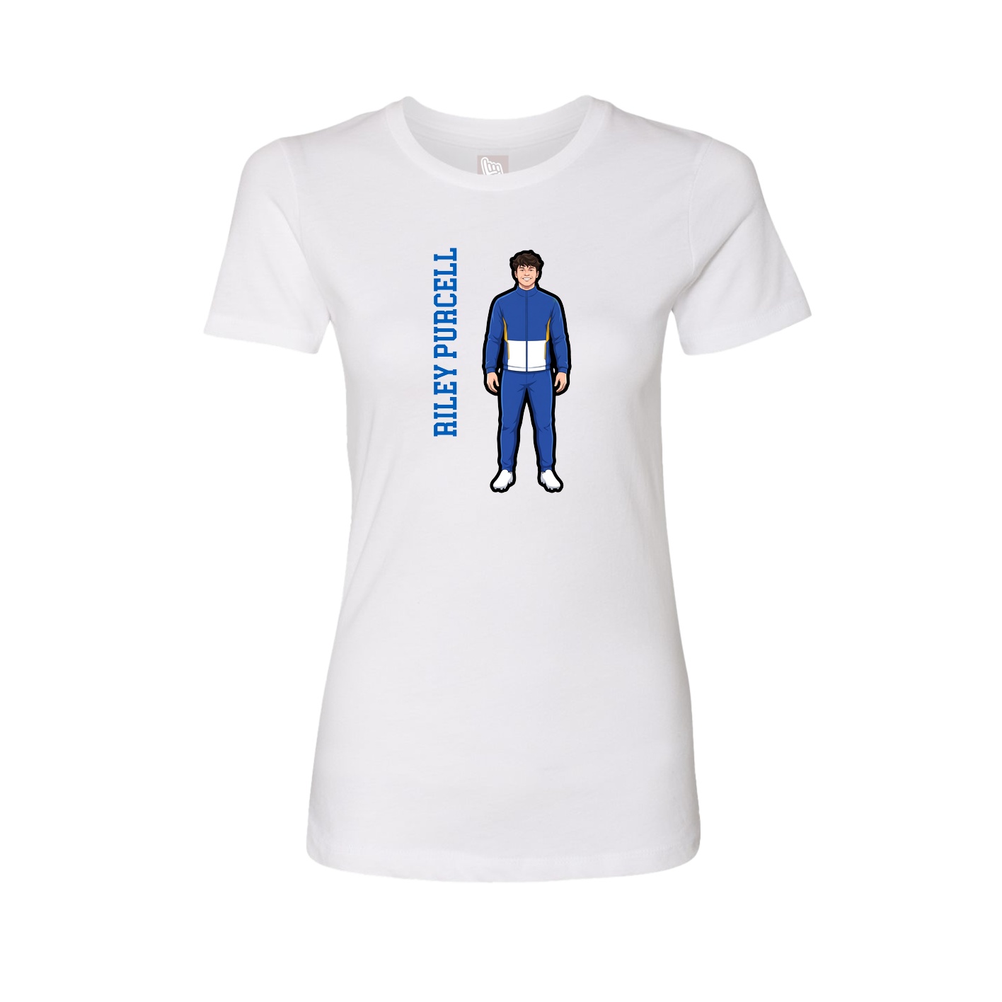 Womens Tee — Name Vertical in White