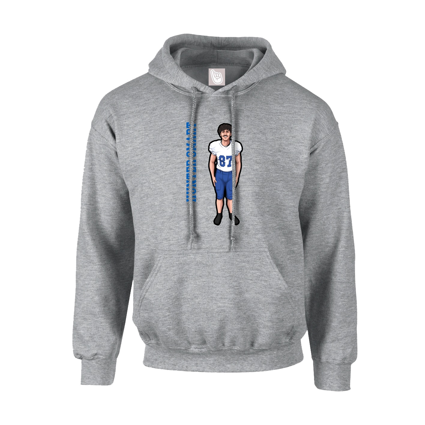 Hoodie — Name Vertical in Grey