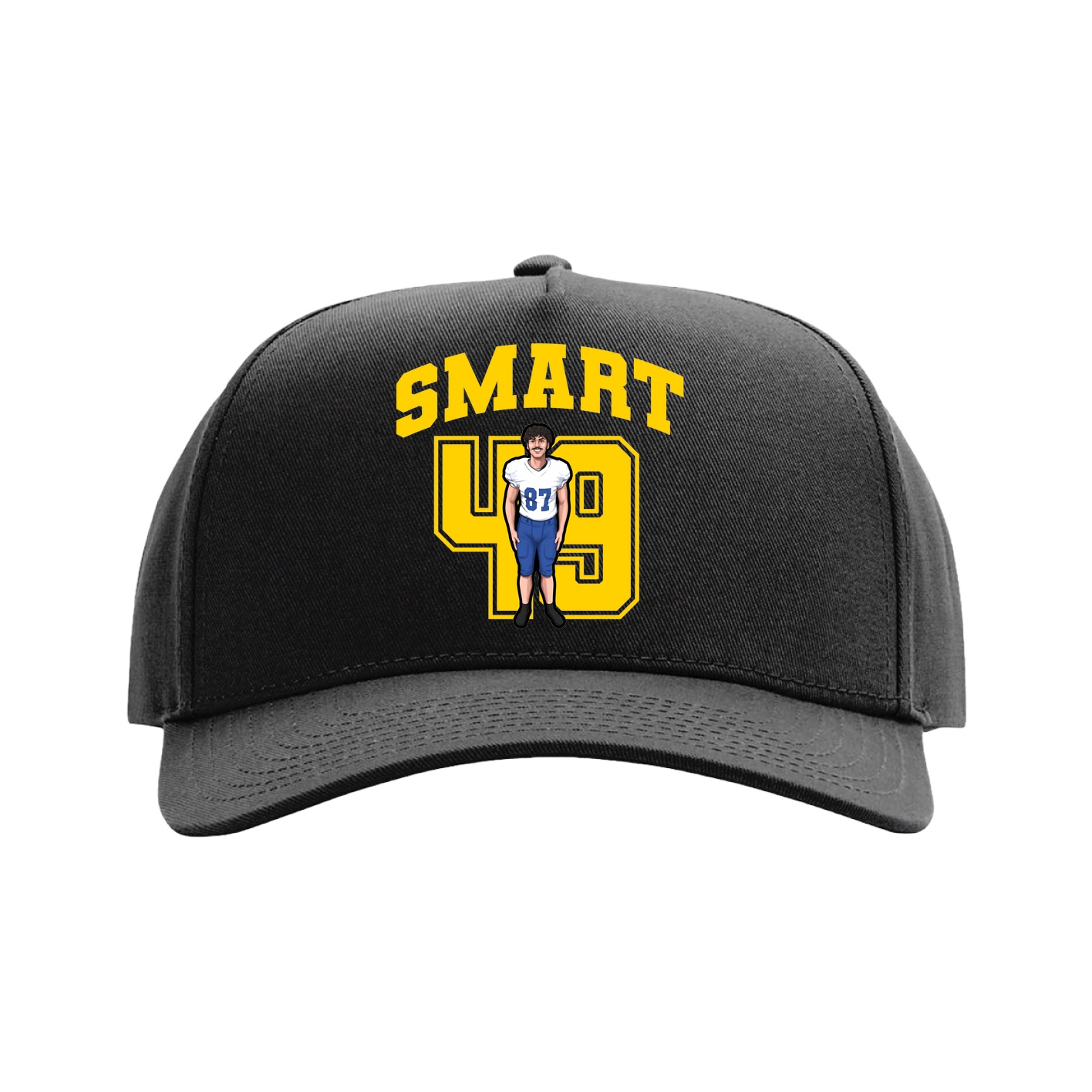 Full Fabric Five-Panel Champ Cap — Number in Black