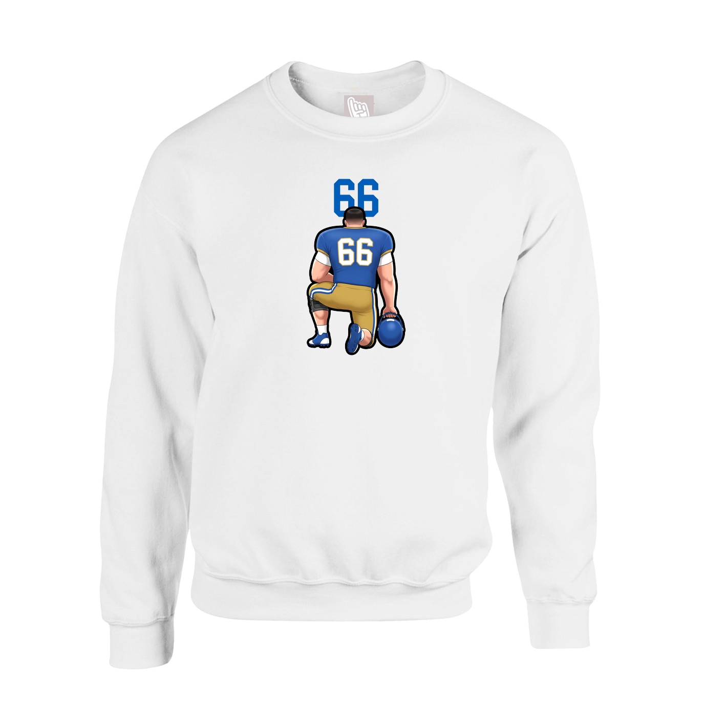 Fleece Crew — Number Top in White