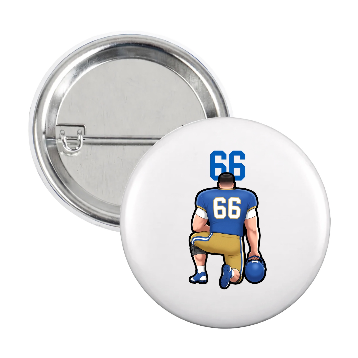 Game Day Button — Number Top in White