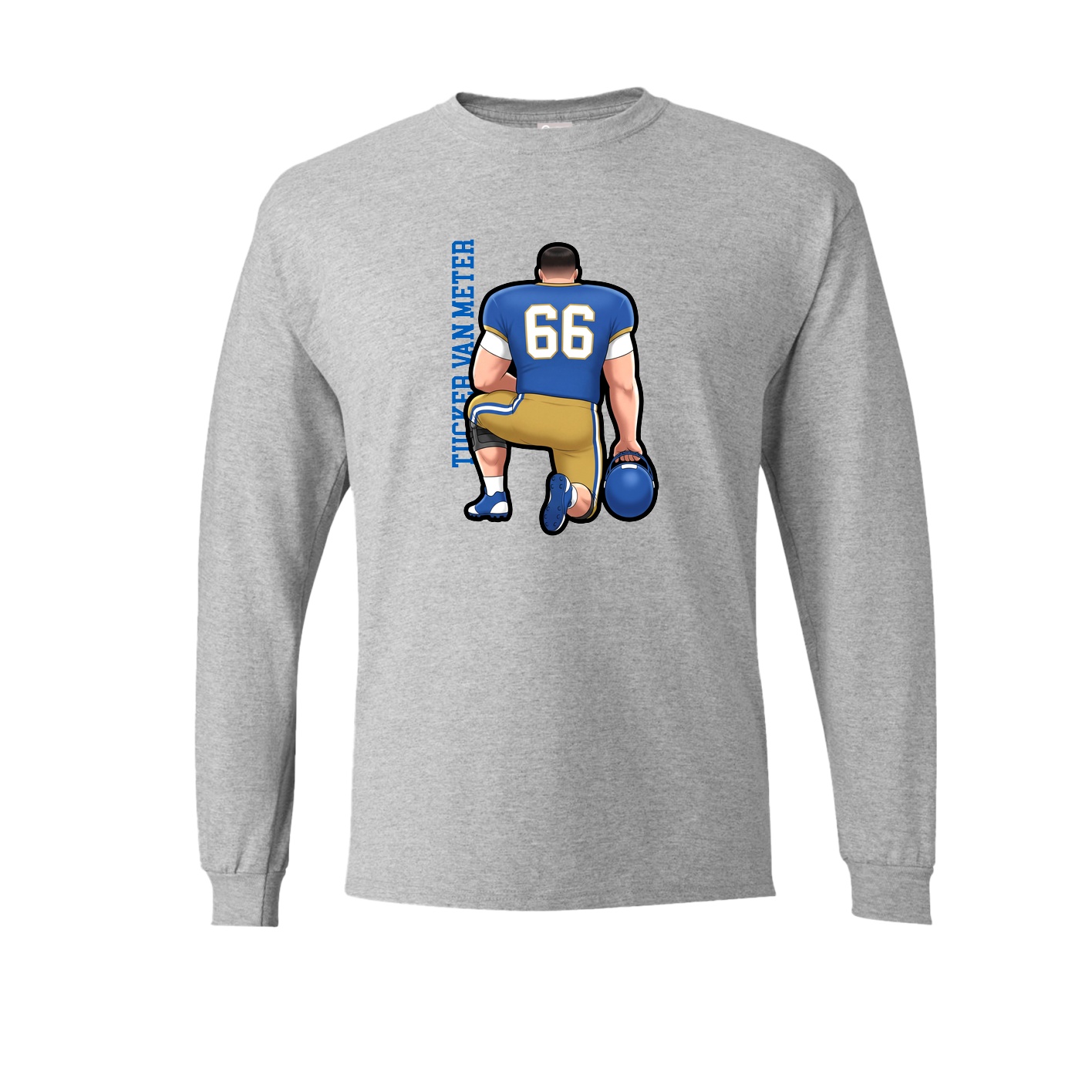 Long Sleeve Tee — Name Vertical in Grey