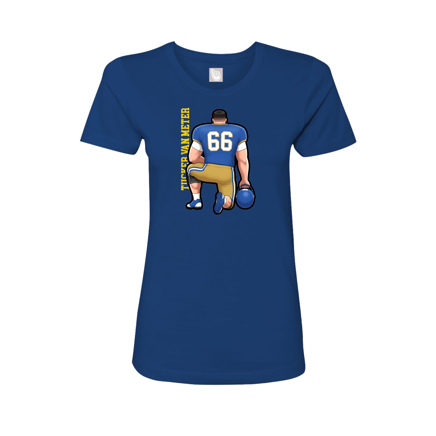 Fitted Women's Tee — Name Vertical in Royal