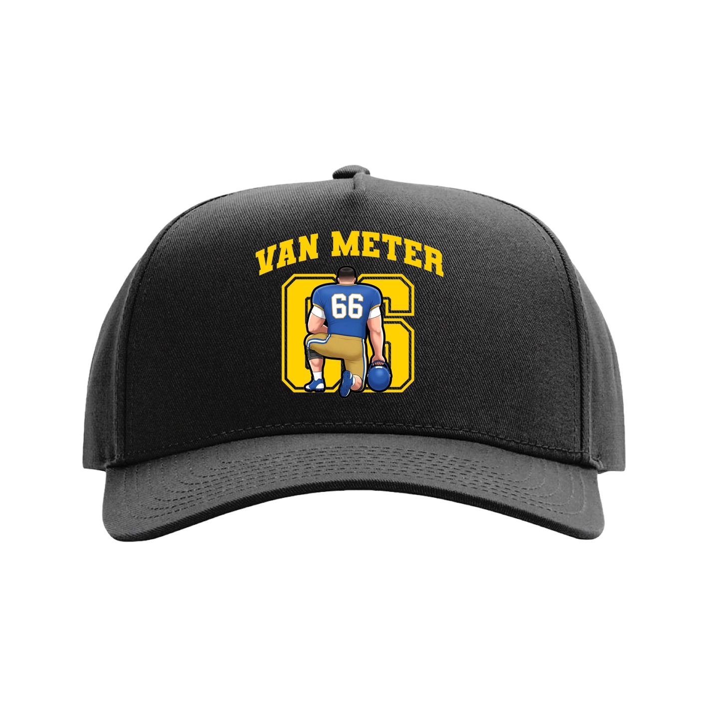 Full Fabric Five-Panel Champ Cap — Number in Black