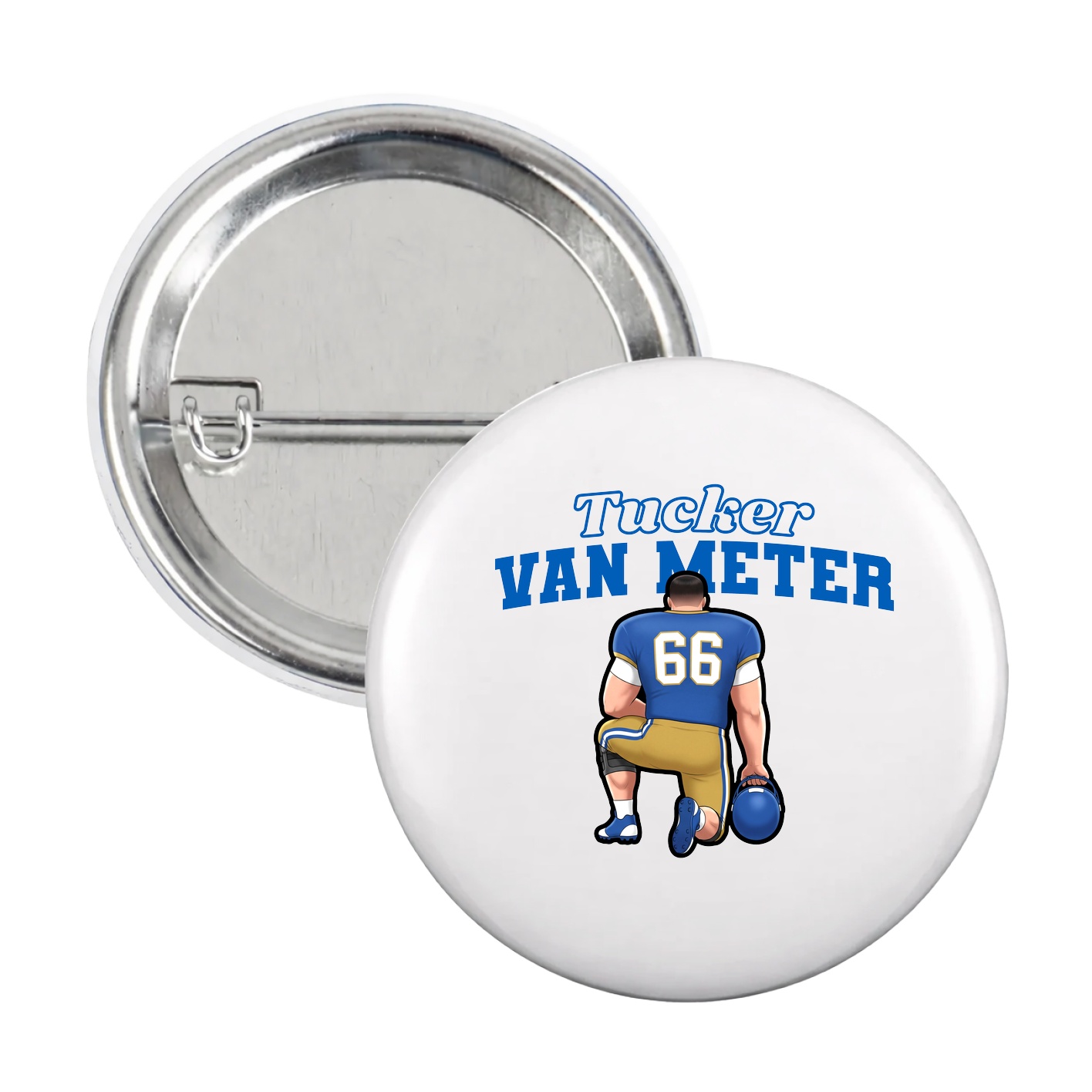 Game Day Button — Name Arch in White