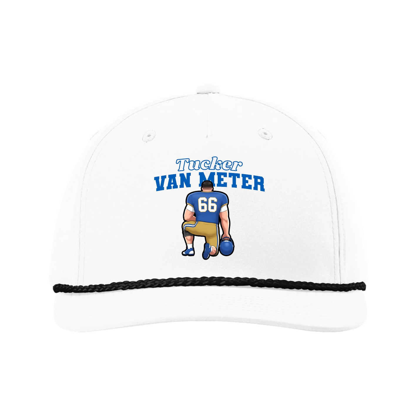 Five-Panel Classic Rope Cap — Name Arch in White