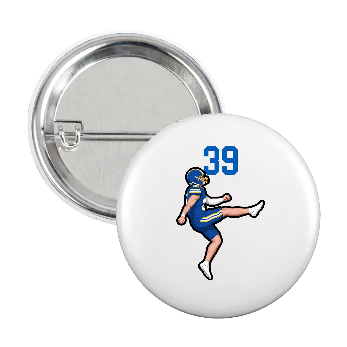 Game Day Button — Number Top in White