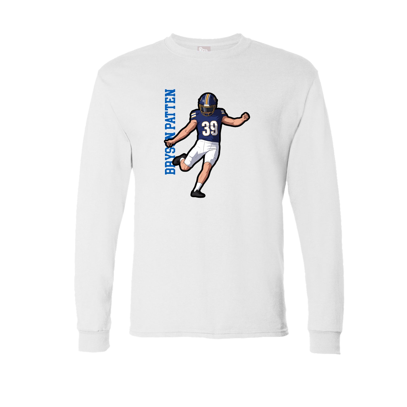 Long Sleeve Tee — Name Vertical in White