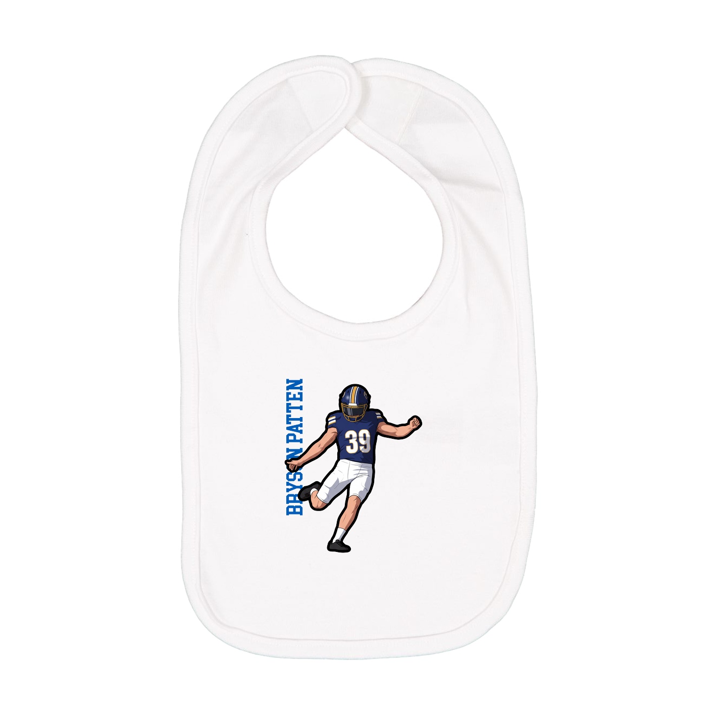 Infant Bib — Name Vertical in White