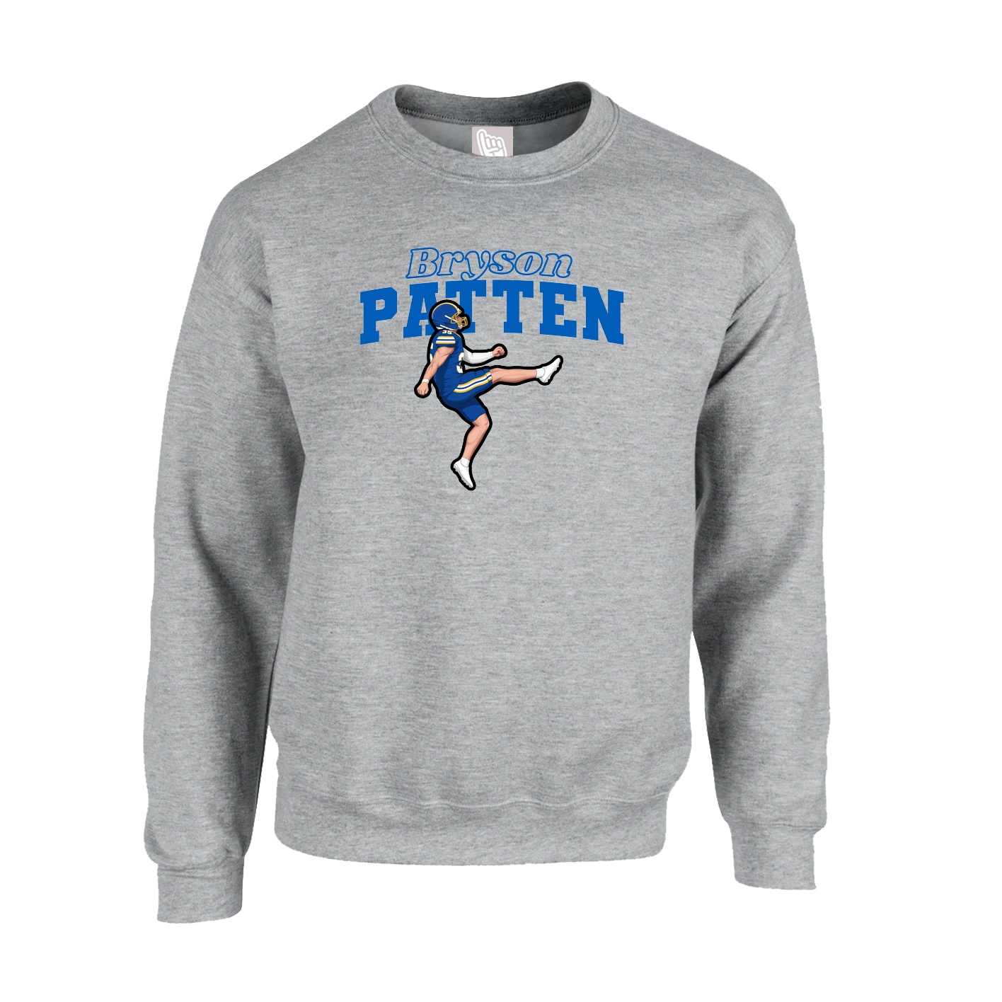 Fleece Crew — Name Arch in Grey