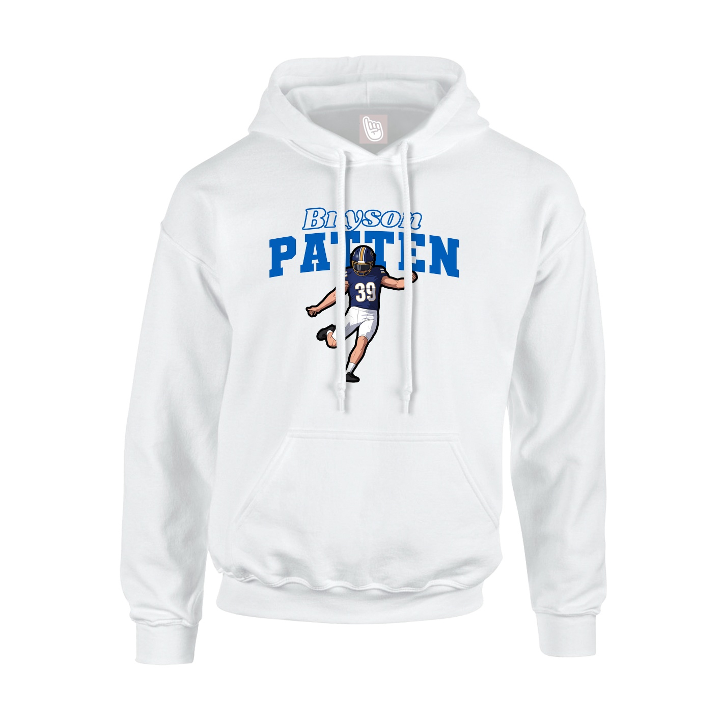 Youth Hoodie — Name Arch in White