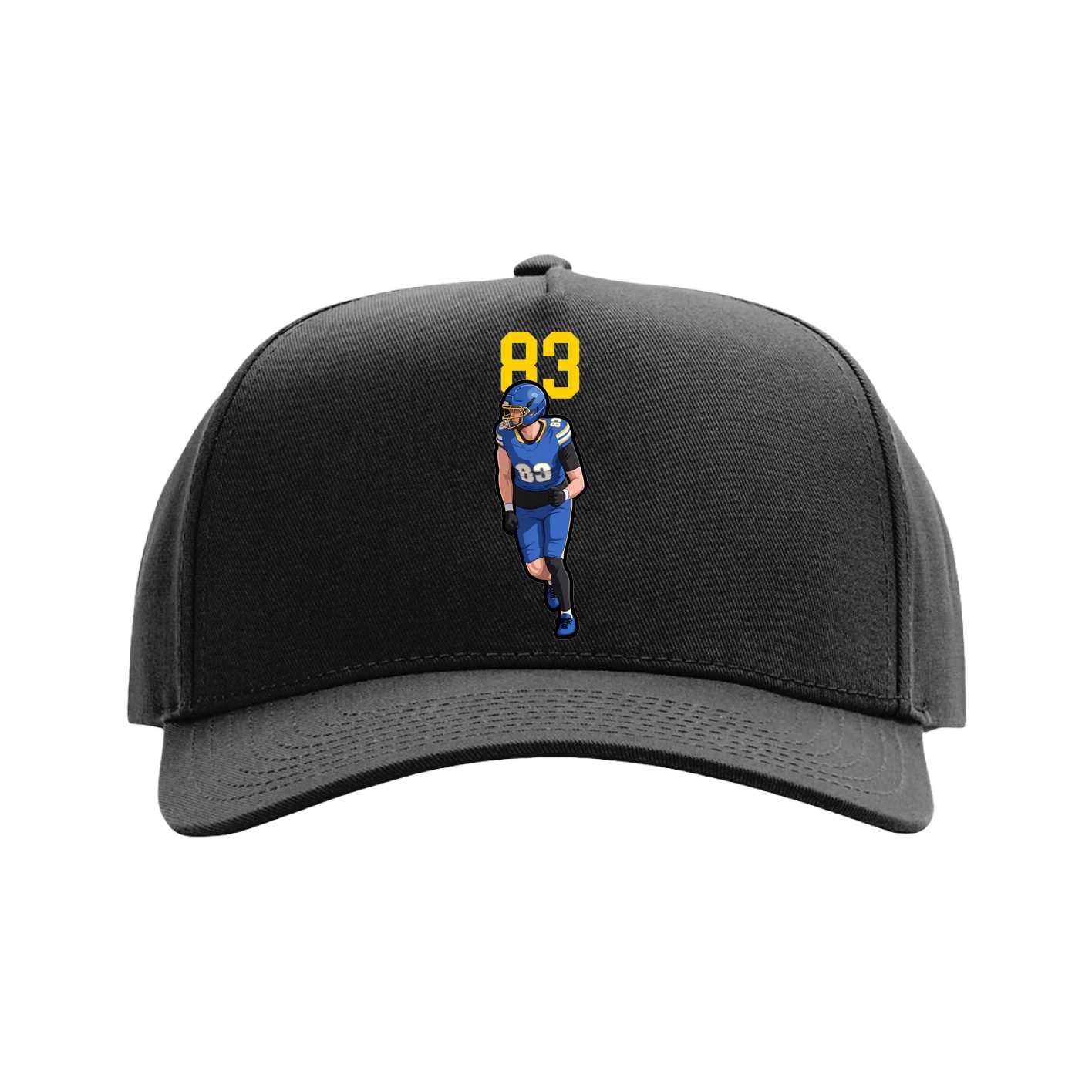 Full Fabric Five-Panel Champ Cap — Number Top in Black