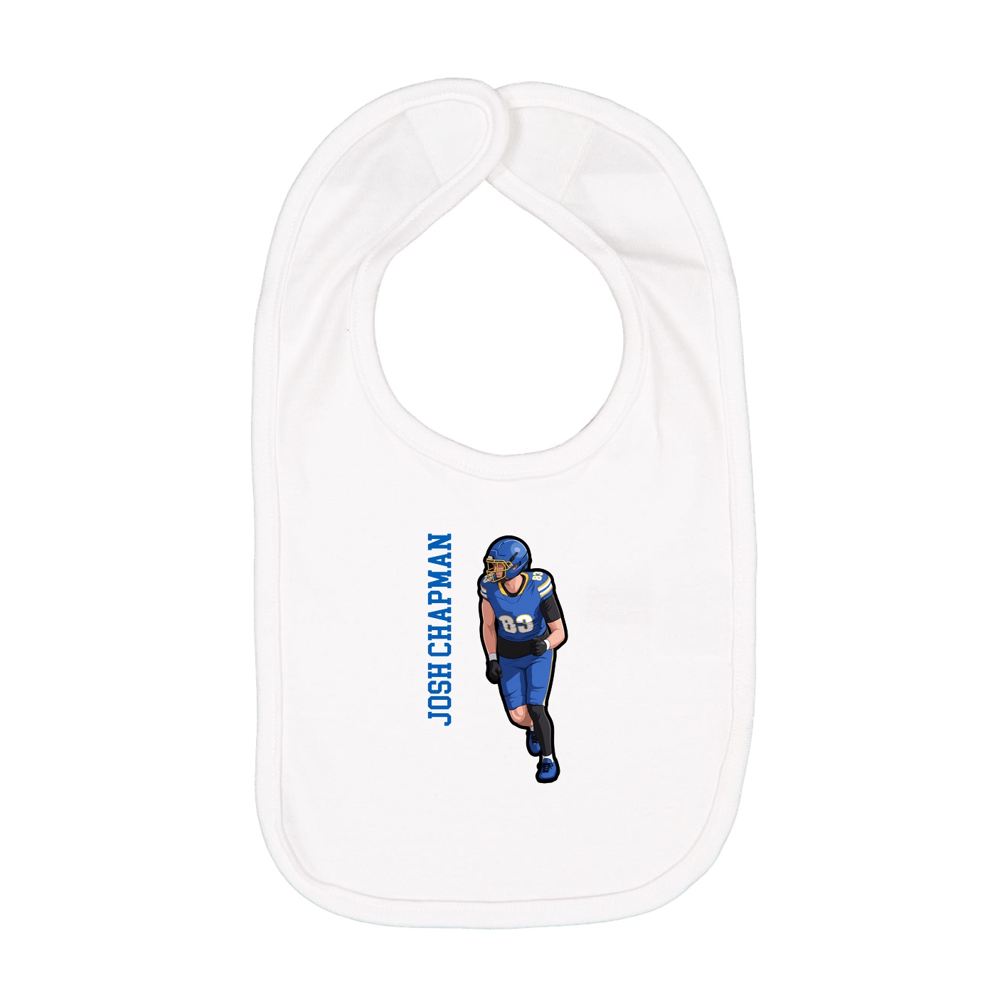 Infant Bib — Name Vertical in White