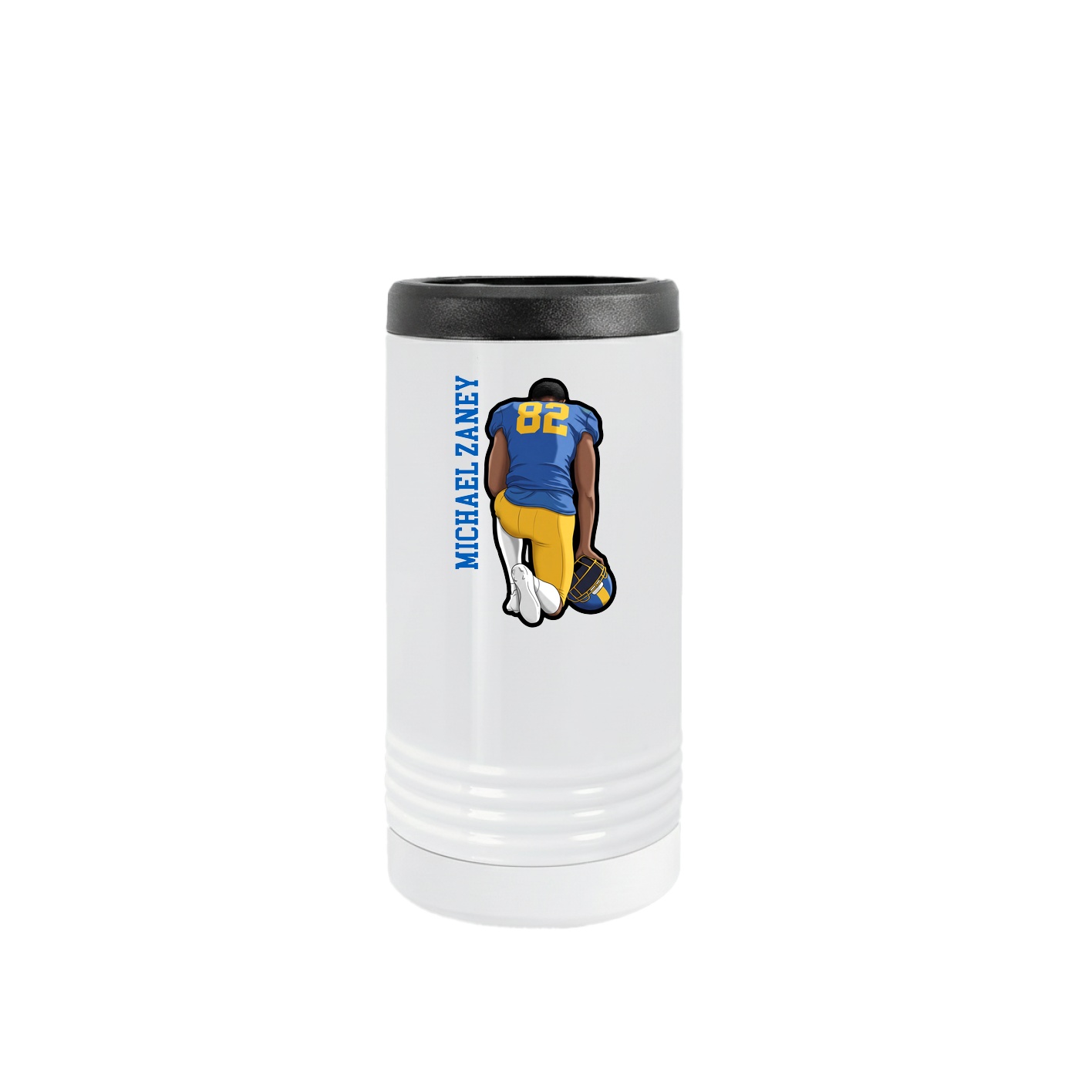 Slim Beverage Holder — Name Vertical in White