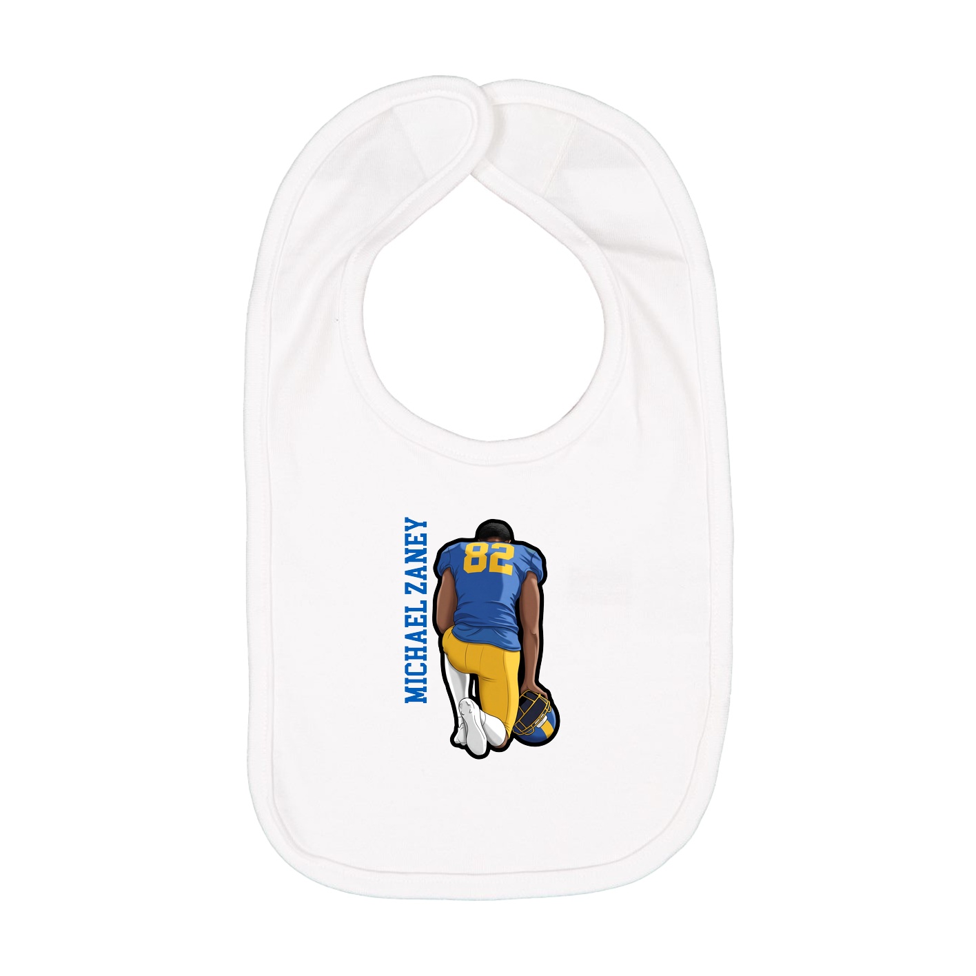 Infant Bib — Name Vertical in White