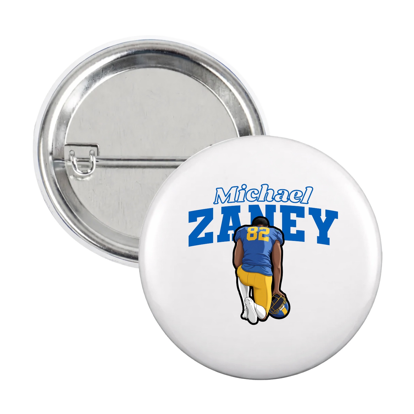 Game Day Button — Name Arch in White