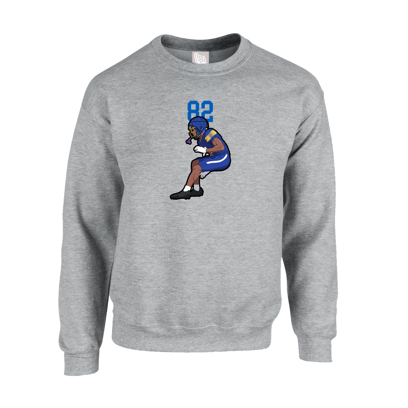 Fleece Crew — Number Top in Grey