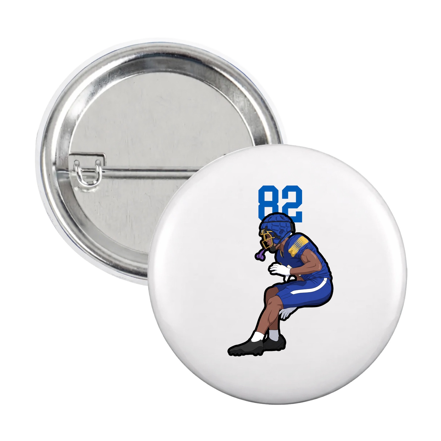 Game Day Button — Number Top in White