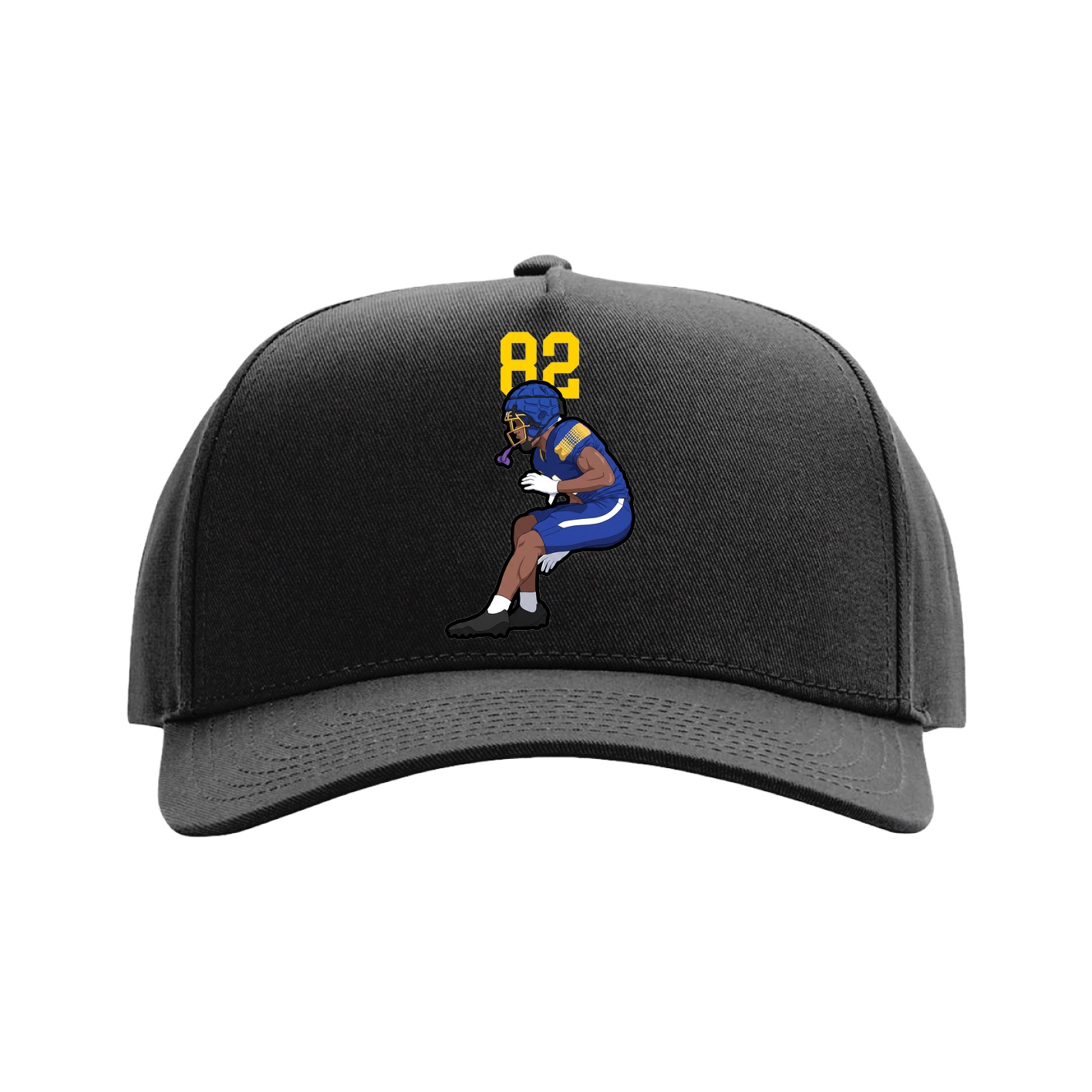 Full Fabric Five-Panel Champ Cap — Number Top in Black