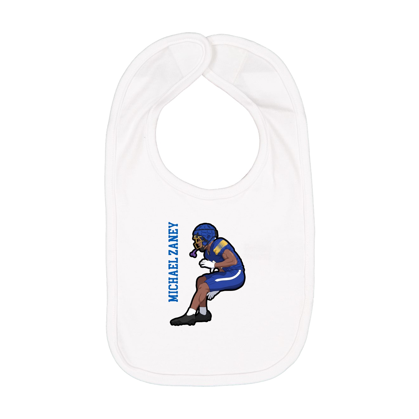 Infant Bib — Name Vertical in White