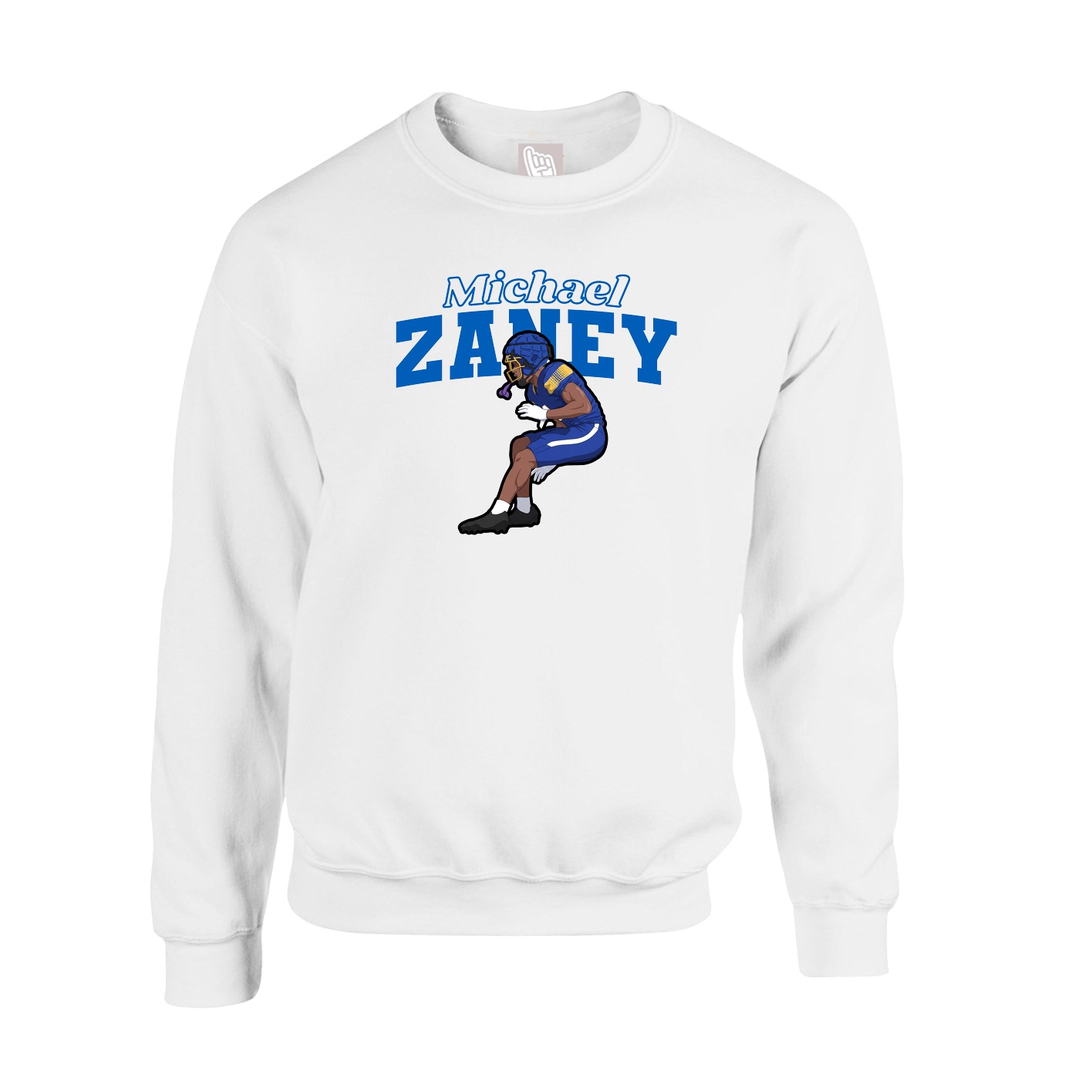Fleece Crew — Name Arch in White