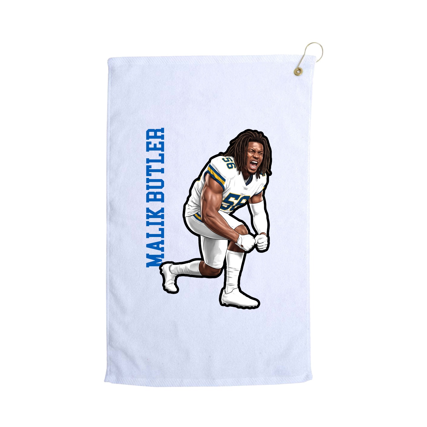 Golf Towel — Name Vertical in White