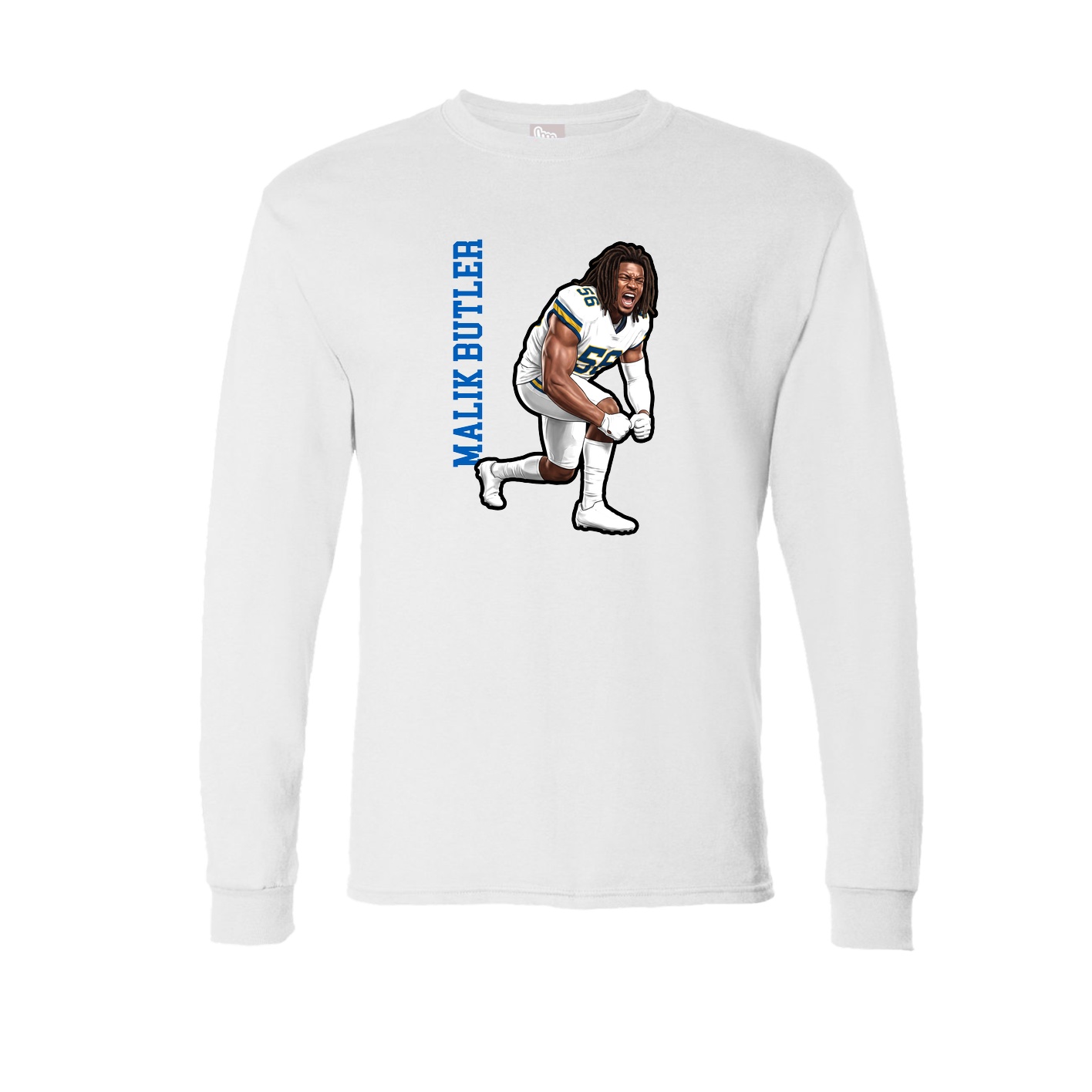 Long Sleeve Tee — Name Vertical in White