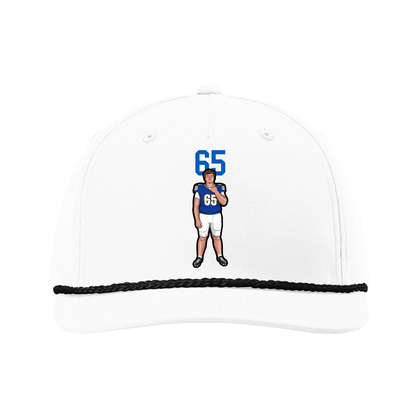 Five-Panel Classic Rope Cap — Number Top in White