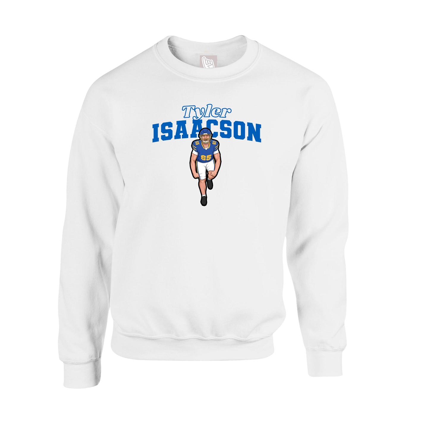 Fleece Crew — Name Arch in White