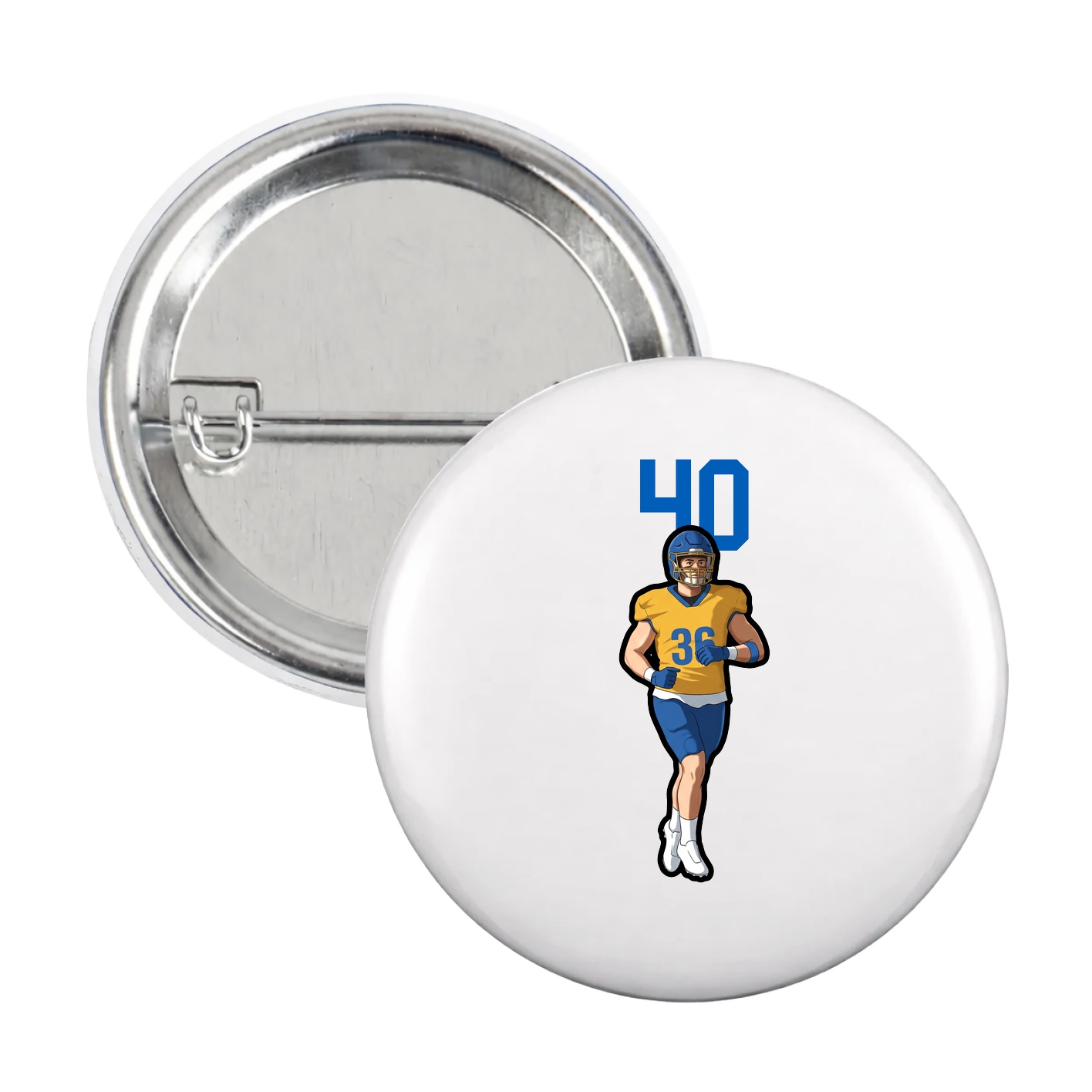 Game Day Button — Number Top in White