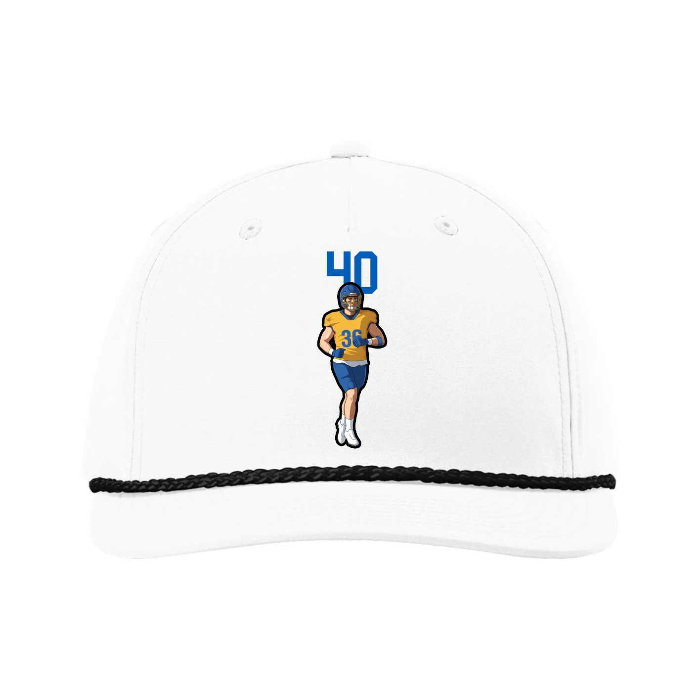 Five-Panel Classic Rope Cap — Number Top in White