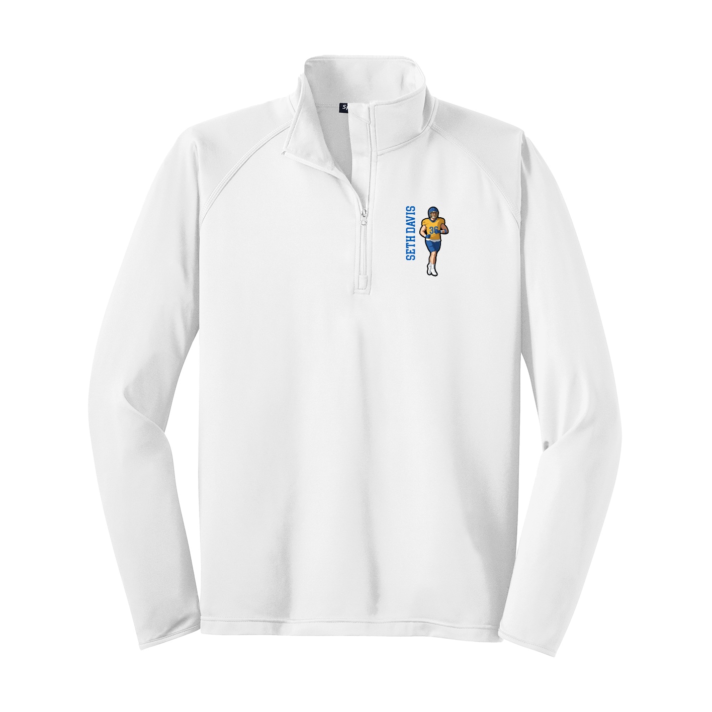 Q-Zip Pullover — Name Vertical in White