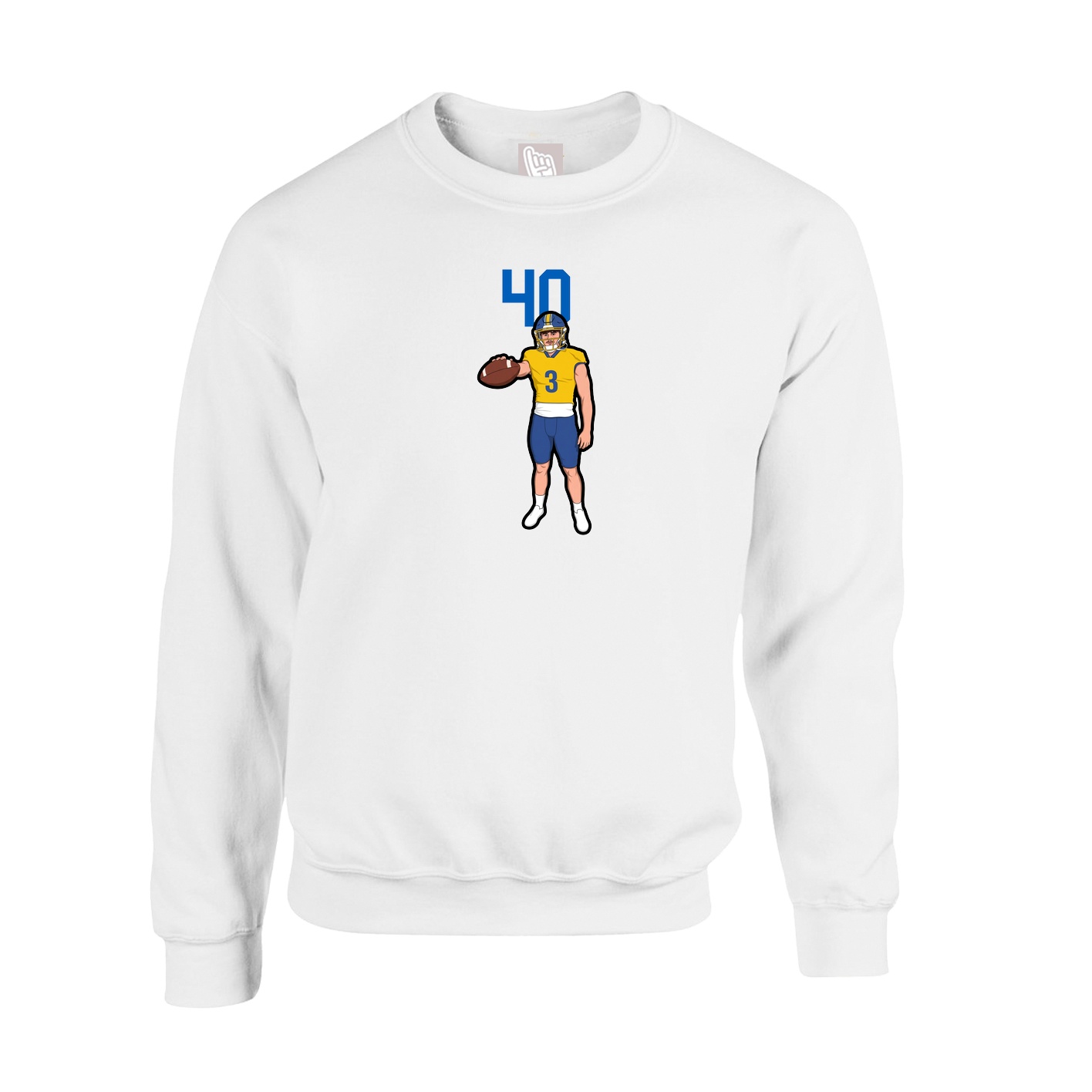 Fleece Crew — Number Top in White