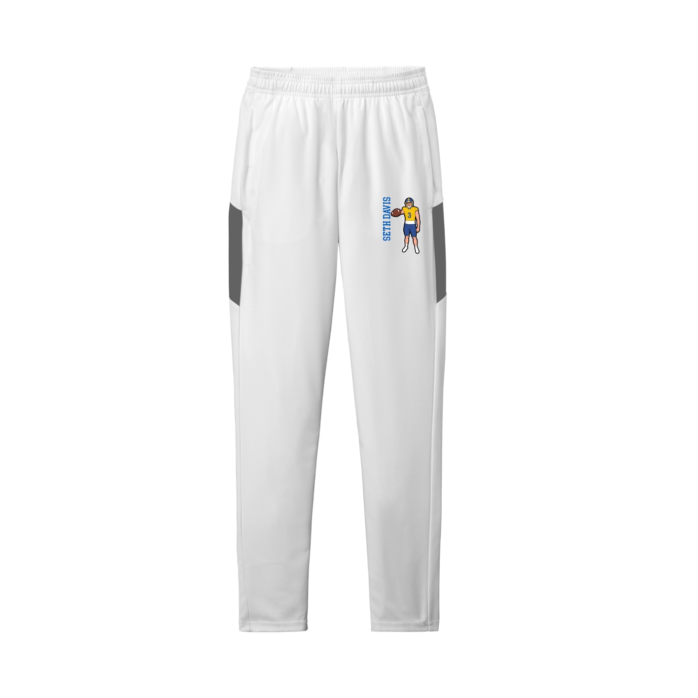 Team Travel Pant — Name Vertical in White/Grey