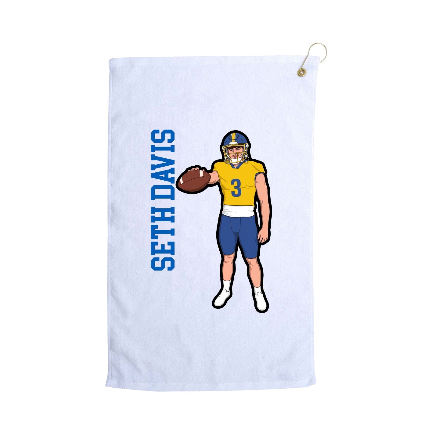 Golf Towel — Name Vertical in White