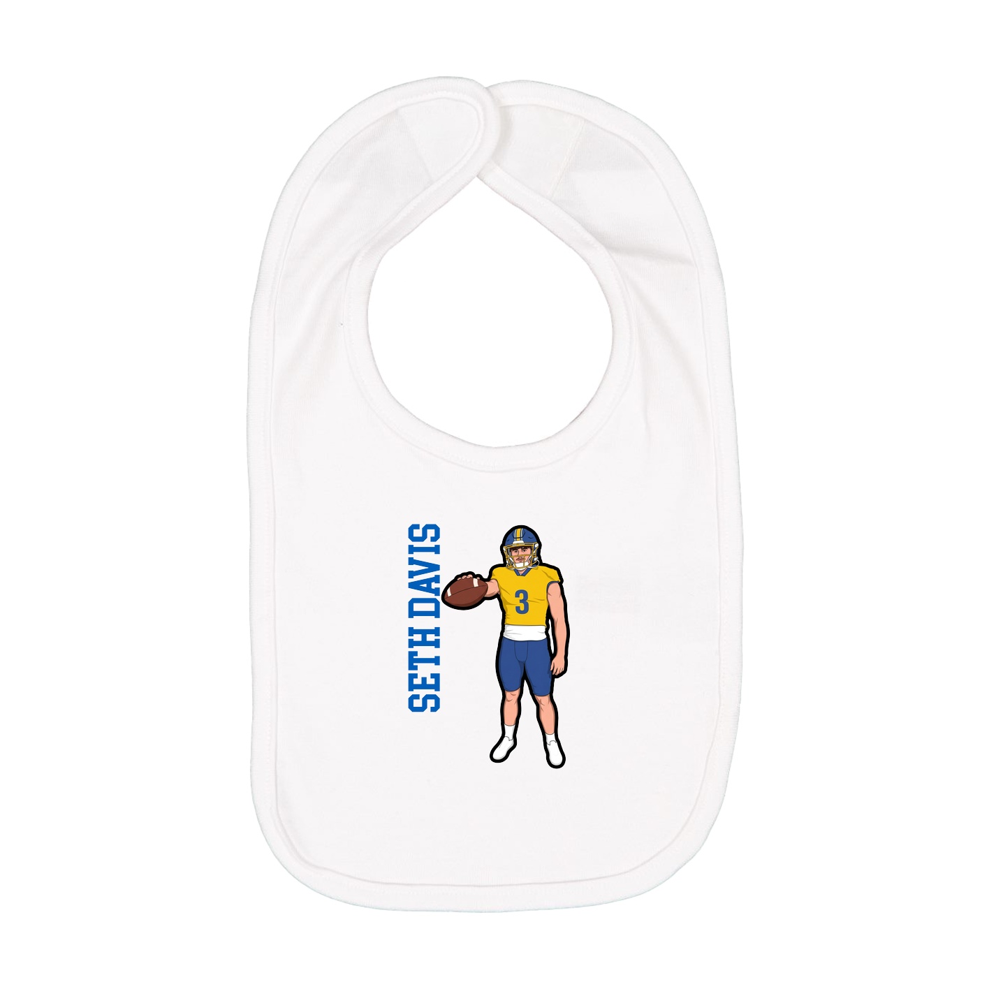 Infant Bib — Name Vertical in White